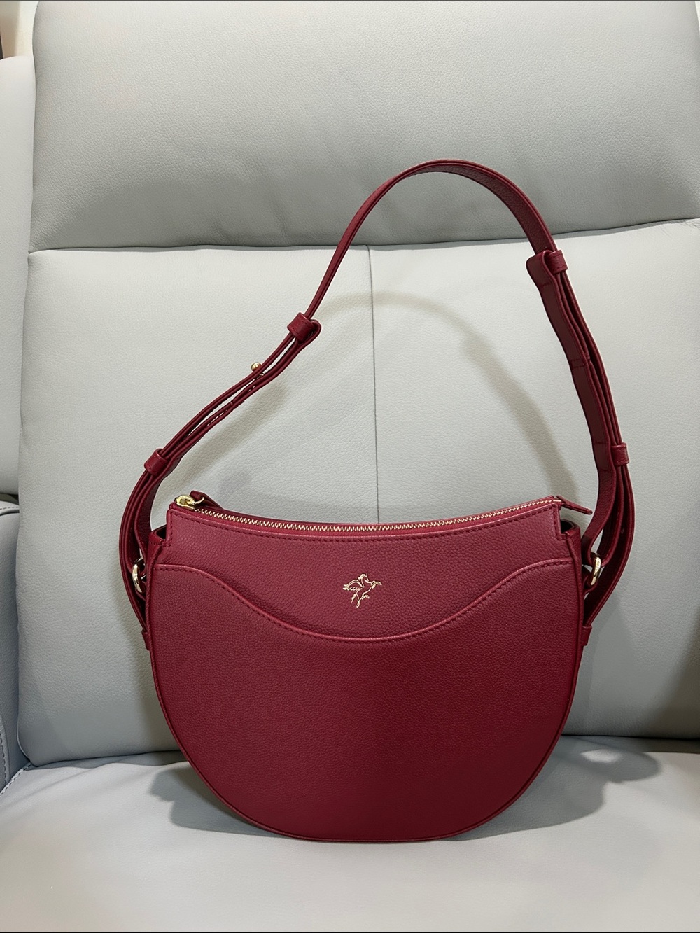 PEGAI Luna Crescent Bag - Pebbled Burgundy 🌟 RARE